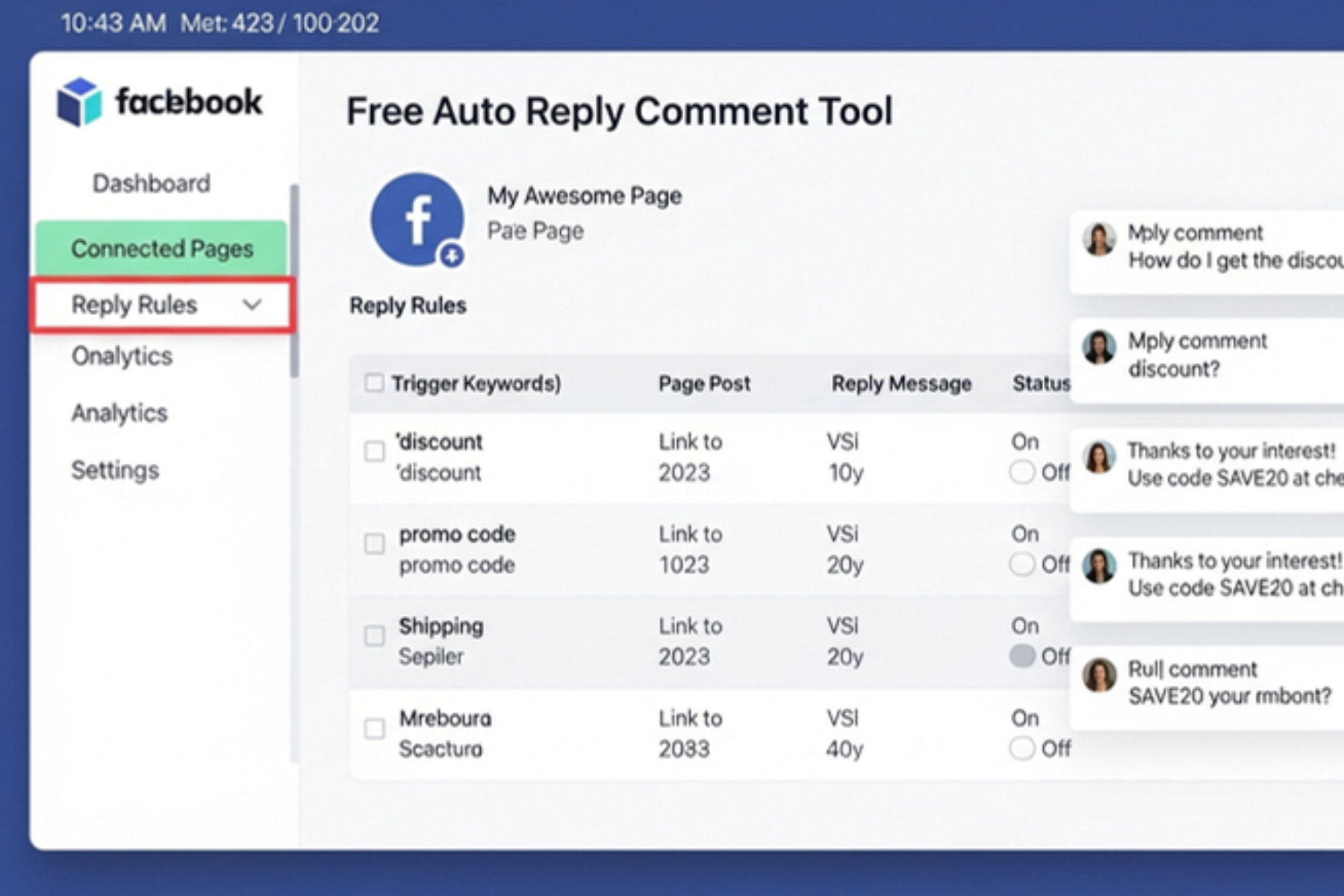 auto reply comment facebook page free